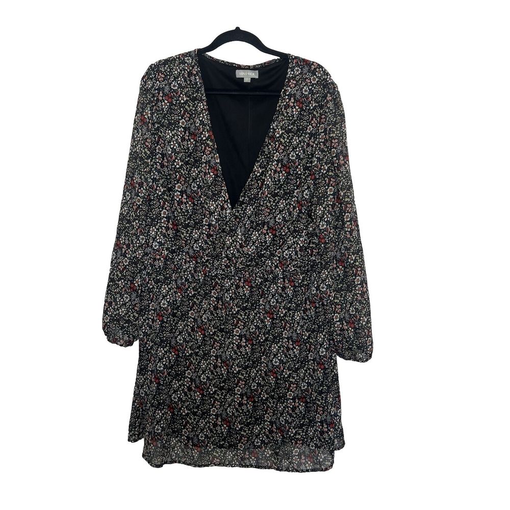 Love Sick by Torrid Dress Women's 2/2X Black Red Floral Fit & Flare Mini Boho